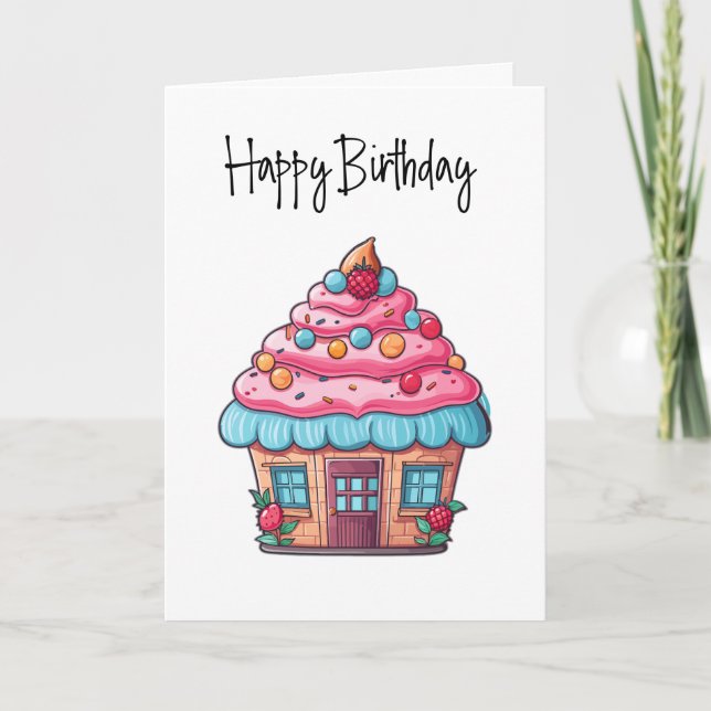 Tarjeta Cupacke House Client Happy Birday Card (Anverso)