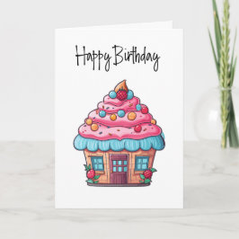 Tarjeta Cupacke House Client Happy Birday Card