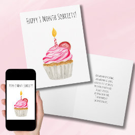 Tarjeta Cupcake de aniversario de un mes de sobriedad feli