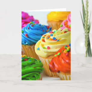 Tarjeta Cupcake de arcoíris