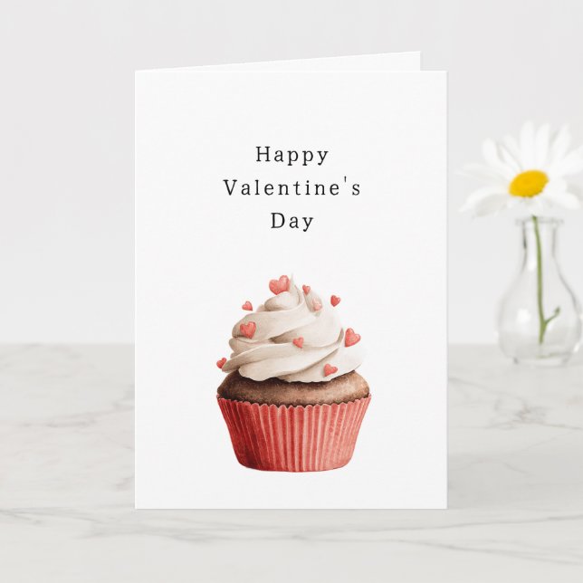 Tarjeta Cupcake de Chocolate con Corazones de Glaseado de  (Planta pequeña)