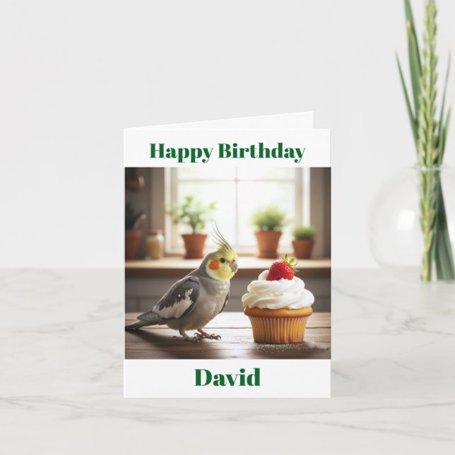 Tarjeta Cupcake de cumpleaños de cacatúa gris normal de fr (Anverso)