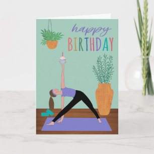 Tarjeta Cupcake de Yoga de Cumpleaños