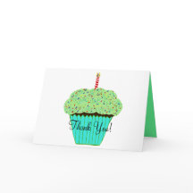 Cupcake verde de agradecimiento de cumpleaños