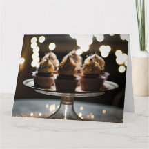 Cupcakes con luces Bokeh en bandeja