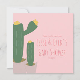 Tarjeta Cupcakes de Cactus Rosados Agradecimiento de Baby