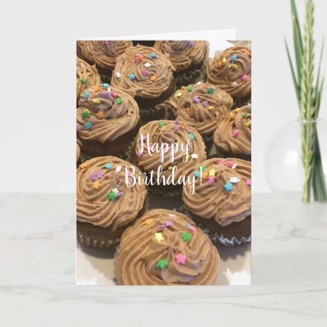 Tarjeta Cupcakes de chocolate de cumpleaños (Anverso)