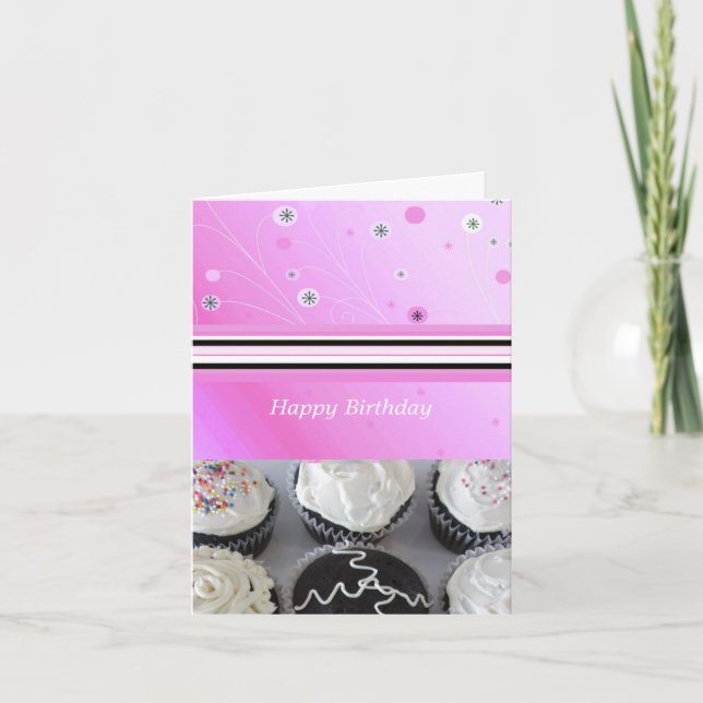 Tarjeta Cupcakes de cumpleaños (Anverso)