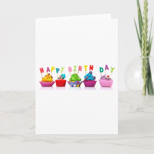 Tarjeta Cupcakes de Cumpleaños Feliz (Anverso)