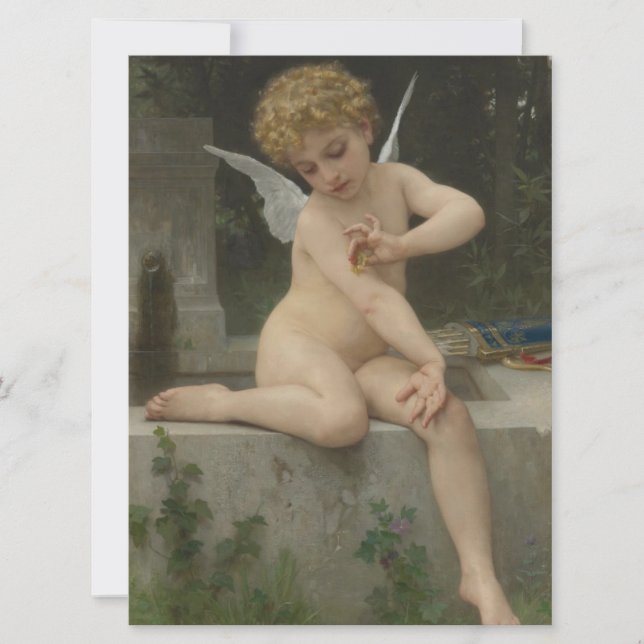 Tarjeta Cupido con mariposa (por Bouguereau) (Anverso)
