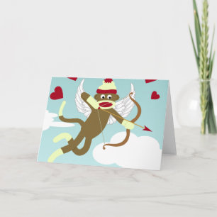 Tarjeta Cupido de mono de sock