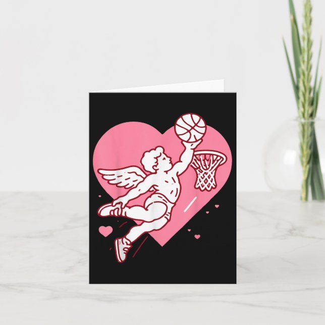 Tarjeta Cupido Día de San Valentín de baloncesto, máscara  (Anverso)