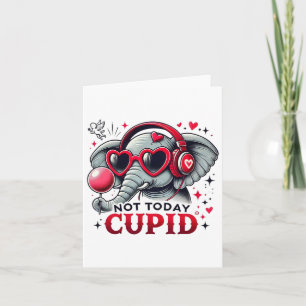 Tarjeta Cupido No Hoy Auriculares Con Elefante Y Corazón
