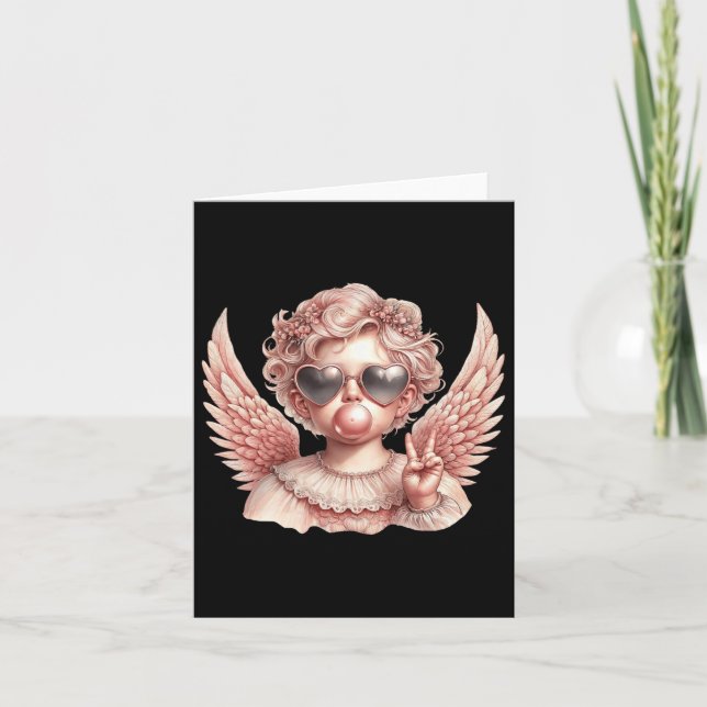 Tarjeta Cupido Retro del Día de San Valentín Soplando Burb (Anverso)