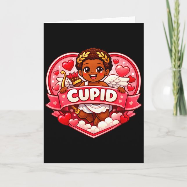 Tarjeta Cupido San Valentín afroamericano  (Anverso)