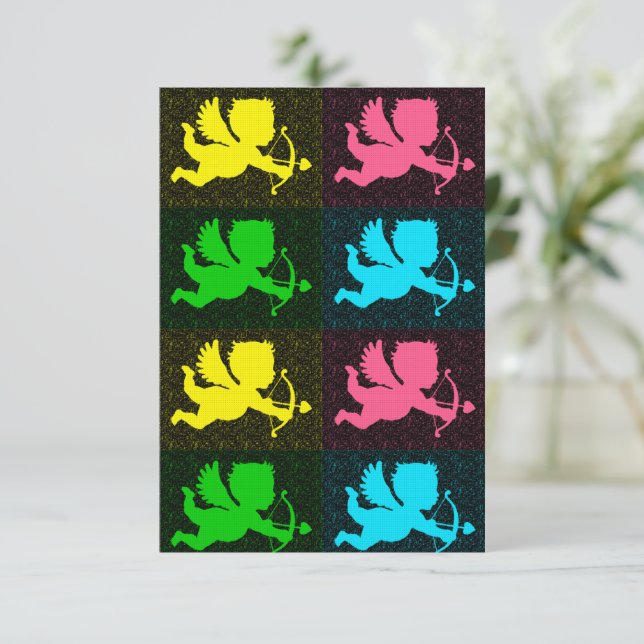 Tarjeta Cupidos de PopArt (Anverso de pie)