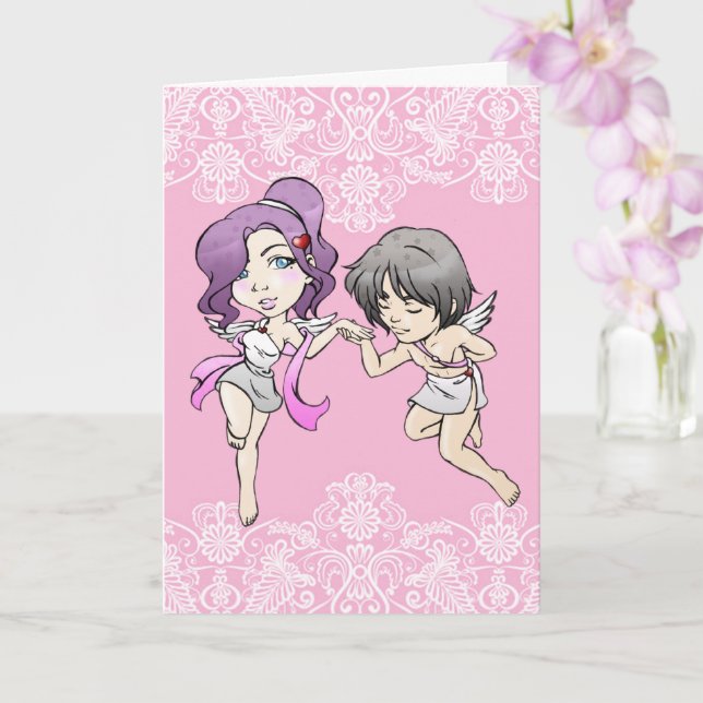 Tarjeta Cupidos San Valentín  (Orquídea)