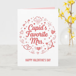 Tarjeta Cupid's Favorite Mrs. Valentines Day 