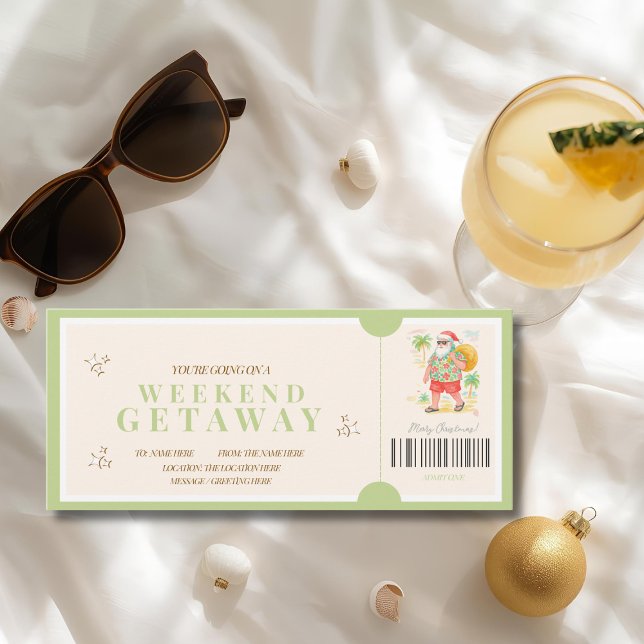 Tarjeta Cupón para Escape de Fin de Semana de Navidad Trop (Tropical Christmas Weekend Getaway Voucher Card)
