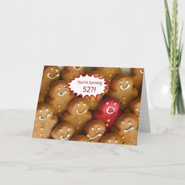 Tarjeta Curiosa Feliz 52° cumpleaños Hot Cookie (Anverso)