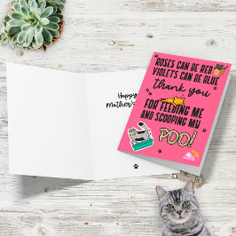 Tarjeta Curiosa rosa, feliz día de la madre de un gato