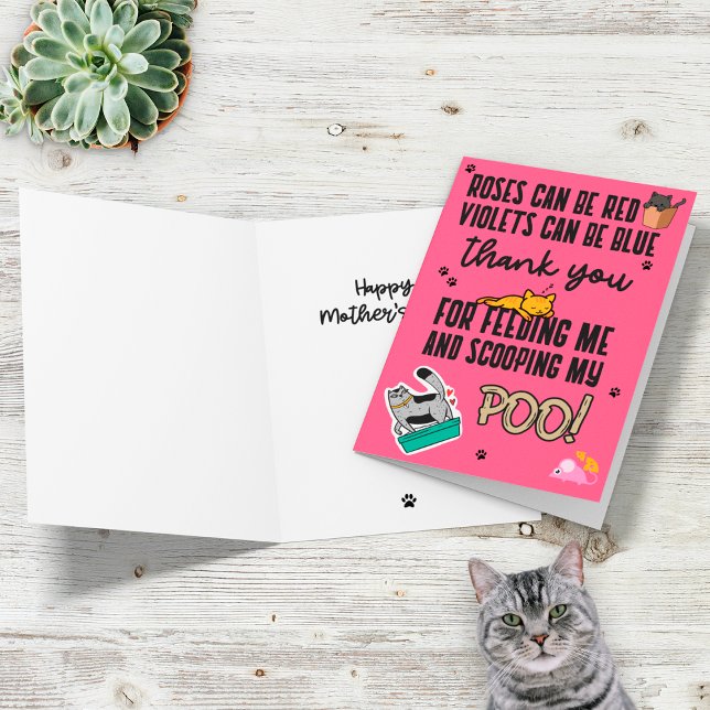 Tarjeta Curiosa rosa, feliz día de la madre de un gato (Subido por el creador)