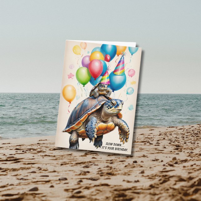 Tarjeta Curiosa sorpresa por cumpleaños de tortuga flotant (Subido por el creador)