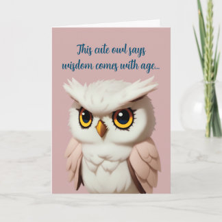 Tarjeta Curioso búho rosa Feliz cumpleaños