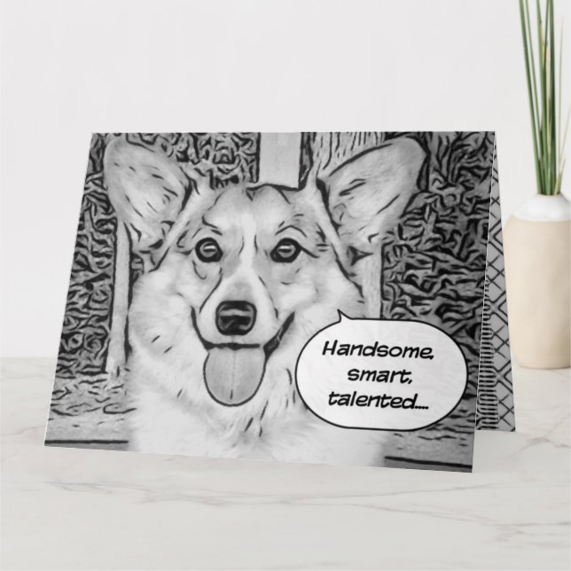 Tarjeta Curioso Corgi del Día del Padre (Anverso)