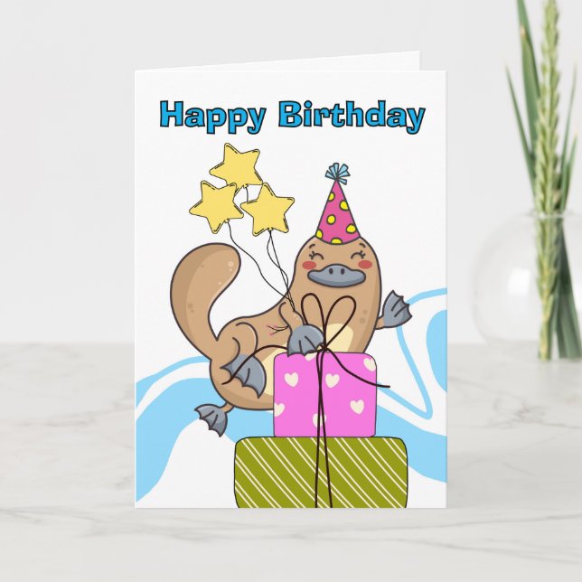 Tarjeta Curioso cumpleaños Platypus Beaver Duck (Anverso)
