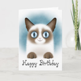 Tarjeta Curioso gatito siamés feliz cumpleaños