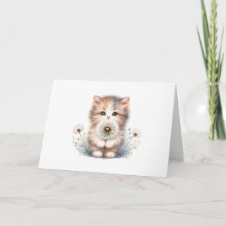 Tarjeta Curioso Gatito y Daisy Soft Pastel Blank Saludo