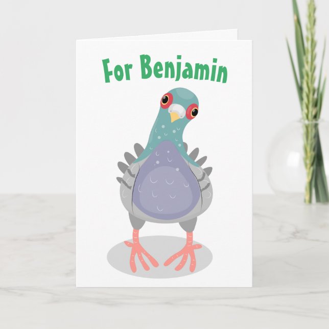 Tarjeta Curioso ilustracion personalizado pichón curioso (Anverso)