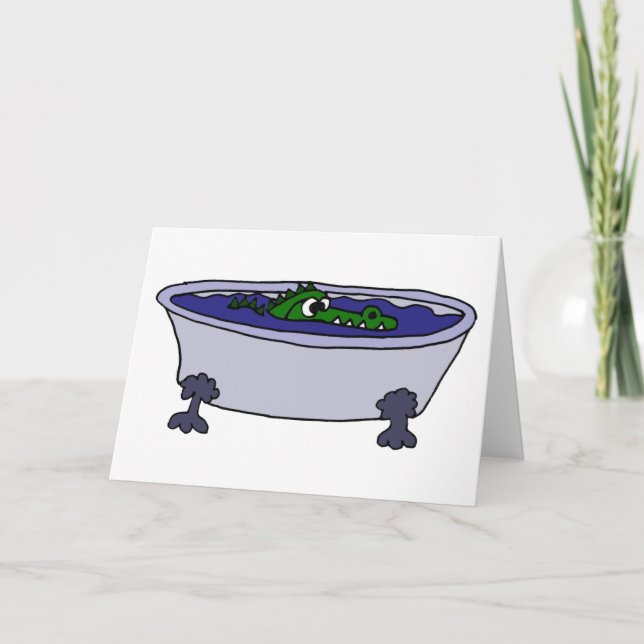 Tarjeta Curioso lagarto en un Personalizado de bañera (Anverso)