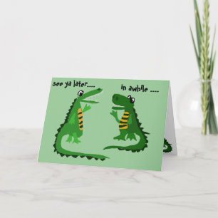 Tarjeta Curioso lagarto hablando con cocodrilo