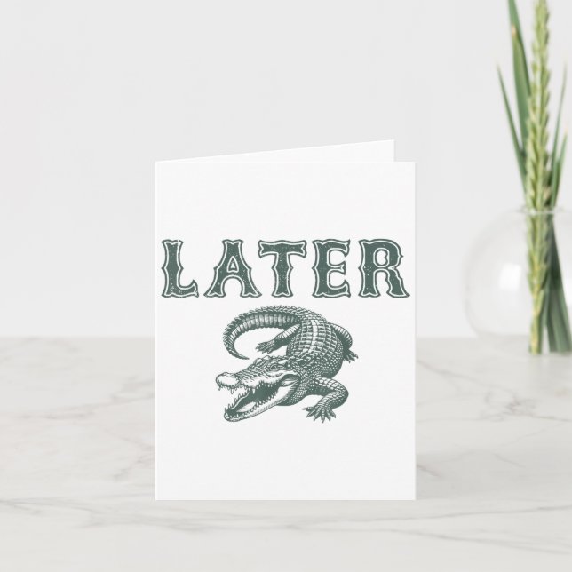 Tarjeta Curioso lagarto Pun Después Gator (Anverso)