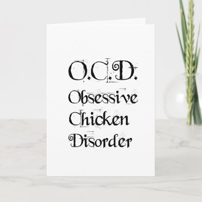 Tarjeta Curioso trastorno obsesivo de pollo por OCD humorí (Anverso)