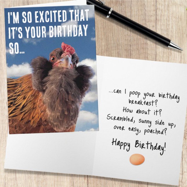 Tarjeta Curious Chicken Head Close-Up Photograph (Chicken humor greeting card cover and inside template text)