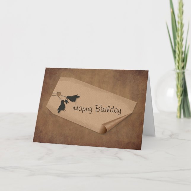 Tarjeta Curl Tag Crows Birday Card (Anverso)