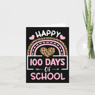 Tarjeta Curso escolar 100 días feliz con arcoiris