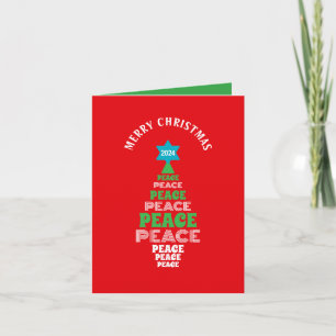 Tarjeta Curso Feliz Navidad Green Peace Tree First Red