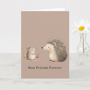 Tarjeta Curte Brown Cream Hedgehog Mouse Mejor Amigos