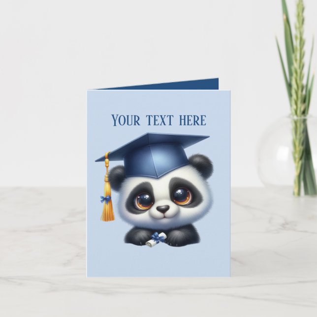 Tarjeta Curte Graduación añadir mensaje panda oso (Anverso)