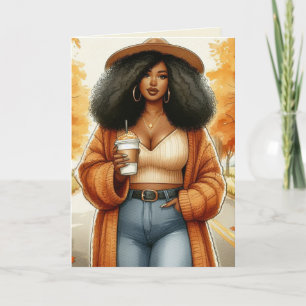 Tarjeta Curvy acogedor Día de Acción de Gracias de afroame