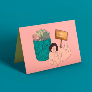 Tarjeta Curvy Plant Lady Birthday