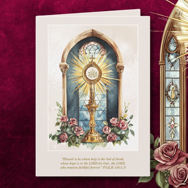 Tarjeta Custodia de Oro Católico con Hostia Eucarística y  (Subido por el creador)