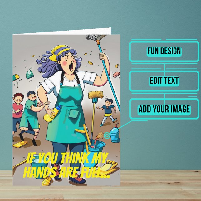 Tarjeta Custodio de las mujeres Janitor con las manos ente (This fun card is specifically for the custodian friend in your life.)