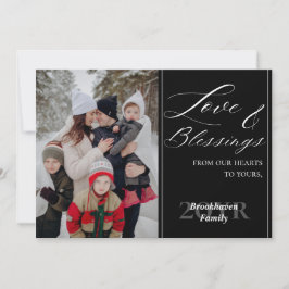 Tarjeta Custom 1 Photo Family Name Year Luxurious Script