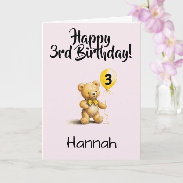 Tarjeta Custom 3rd Birthday Congratulations, Personalized (Orquídea)