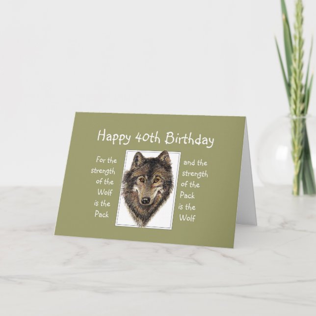 Tarjeta Custom 40th  Birthday Wolf Pack Family Quote (Anverso)